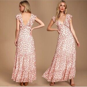 Lulu's Pink and White Pleated Maxi Dress for Weddings
